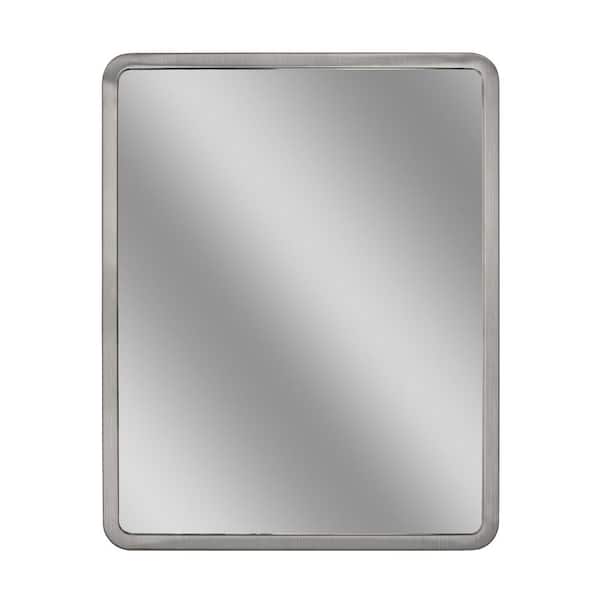 24 in. W x 30 in. H Framed Rectangular Bathroom Vanity Mirror in Brush nickel