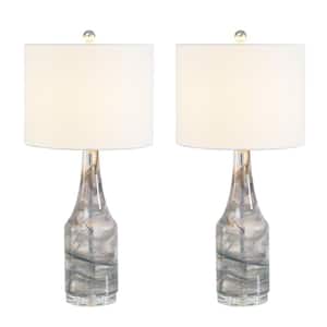 Denver 28 .5 in. Gray Indoor Table Lamp with White Linen Lampshade (2-Pack)