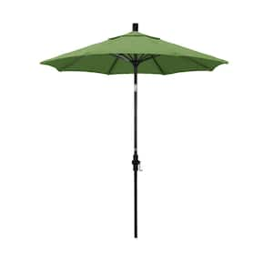 7.5 ft. Matted Black Aluminum Market Patio Umbrella Fiberglass Ribs and Collar Tilt in Spectrum Cilantro Sunbrella