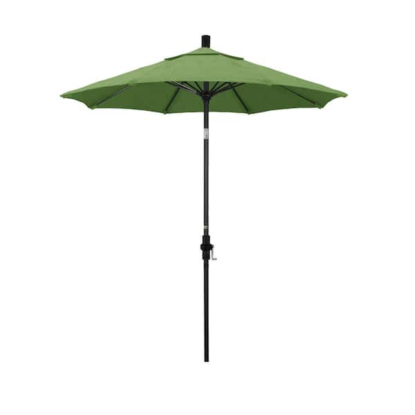 California Umbrella 7.5 ft. Matted Black Aluminum Market Patio Umbrella Fiberglass Ribs and Collar Tilt in Spectrum Cilantro Sunbrella