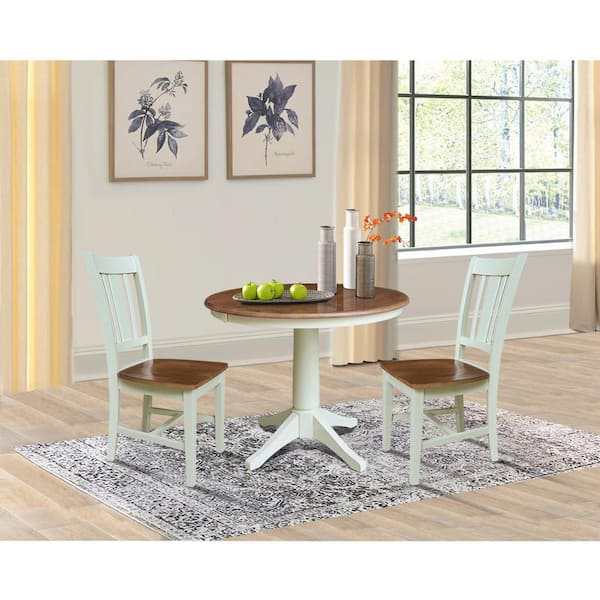 Olivia Hickory/Shell 36 in. x 48 in. Oval Solid Wood Pedestal Base Dining Table Seats 4