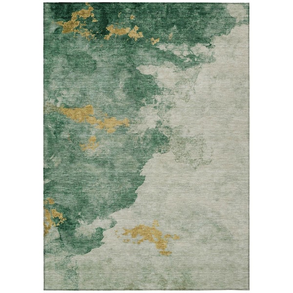 Chantille Machine Washable Indoor/Outdoor Abstract ACN2108 Emerald 9 ft. x 12 ft. Area Rug