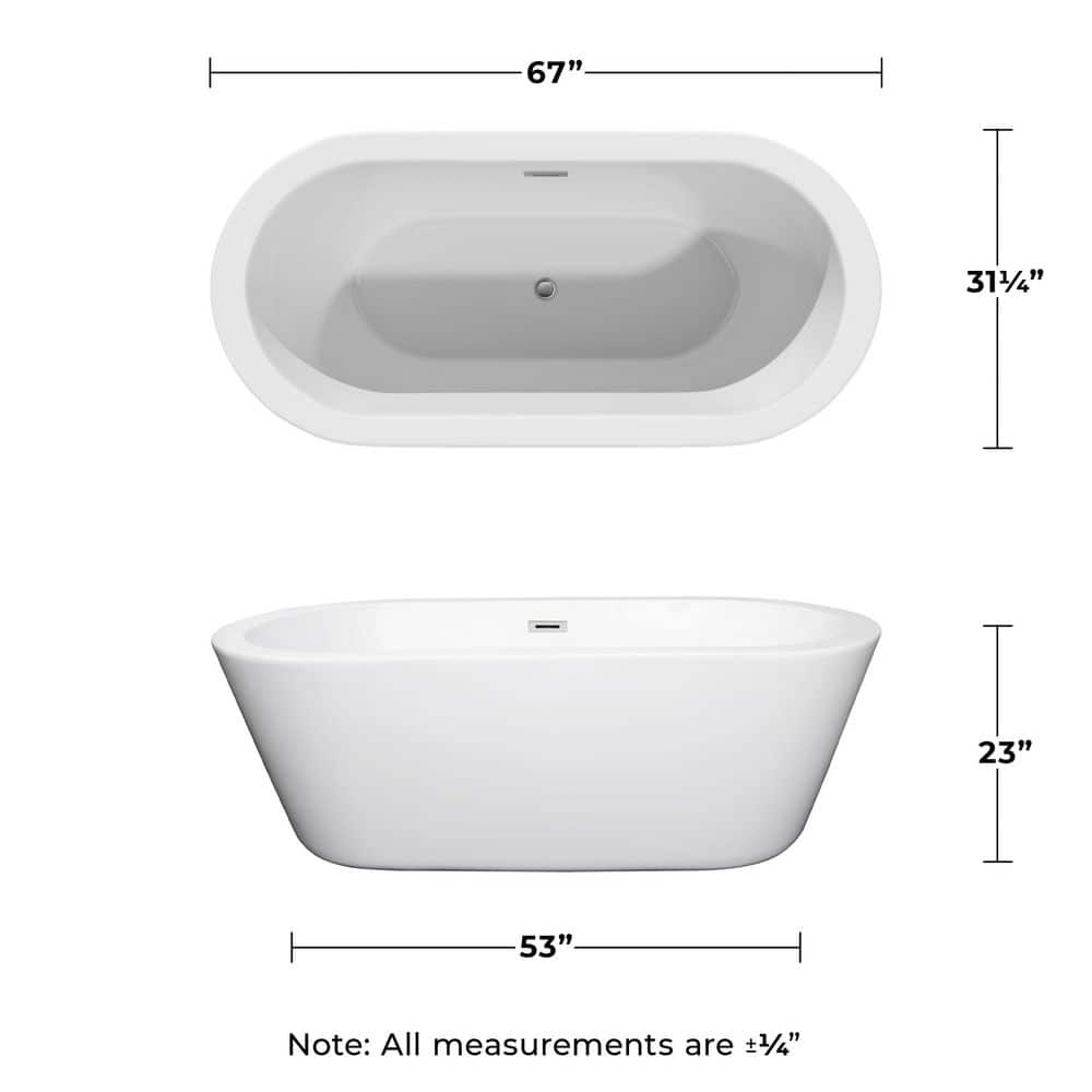Mermaid 67'' White Acrylic Freestanding Soaking Bathtub