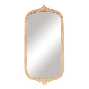 48 in. W x 24 in. H Oval Frameless Bronze Scroll Wall Mirror with Beaded Frame