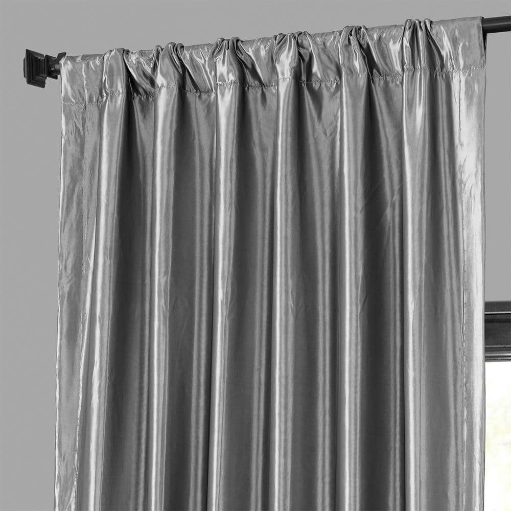 Platinum Blackout Faux Silk Taffeta Curtain Panel, 50W X 120L
