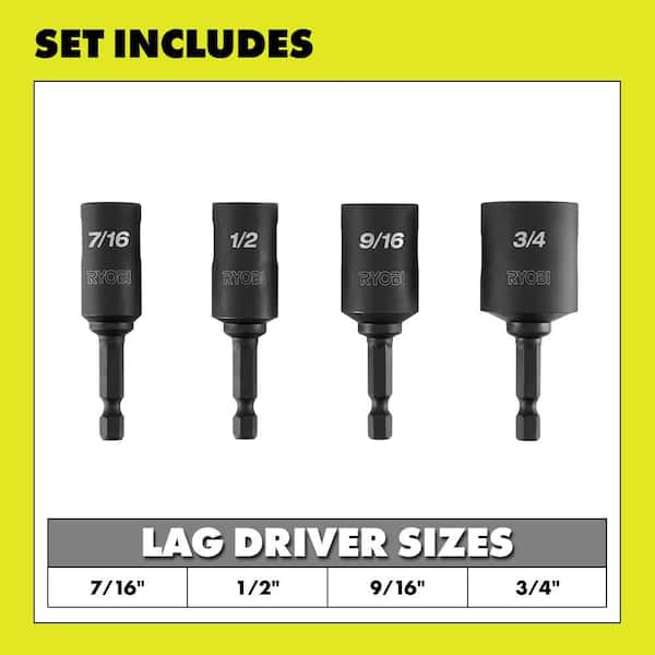 RYOBI MaxView Lag Driver Set (4-Piece) A96MV01 - The Home Depot