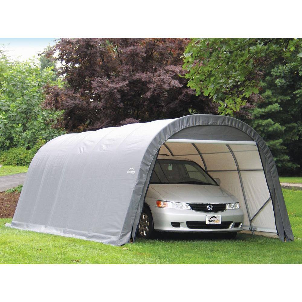 12' x 20' Gray Portable Round Garage with Zippered Doors