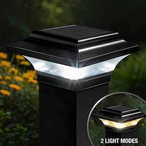 Imperial 2.5 in. x 2.5 in. Outdoor Black Cast Aluminum LED Solar Post Cap (2-Pack)