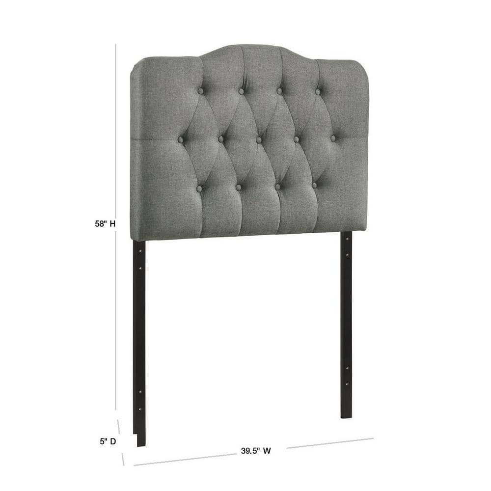 Gray Tufted Linen Upholstered Twin Headboard