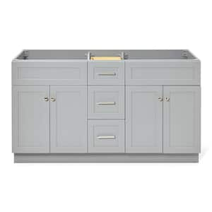 Hamlet 60 in. W x 21.5 in. D x 34.5 in. H Double Freestanding Bath Vanity Cabinet without Top in Grey