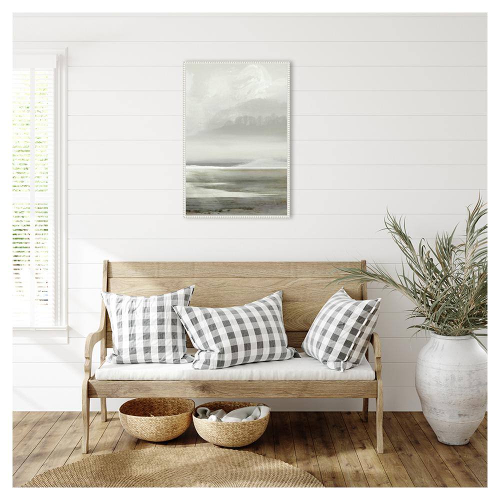 Beaded White Framed Abstract Nature Canvas Wall Art 23 x 33-in.