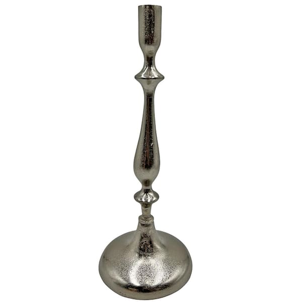 Silver 19.5 in. x 6 in. Decorative Modern Metal Candle Holder