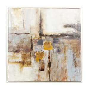 1- Panel Abstract Framed Wall Art with Silver Frame 40 in. x 40 in.
