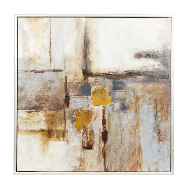 1- Panel Abstract Framed Wall Art with Silver Frame 40 in. x 40 in.