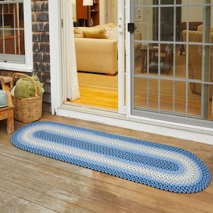 Pioneer Blue Multi 4 ft. x 4 ft. Round Indoor/Outdoor Braided Area Rug