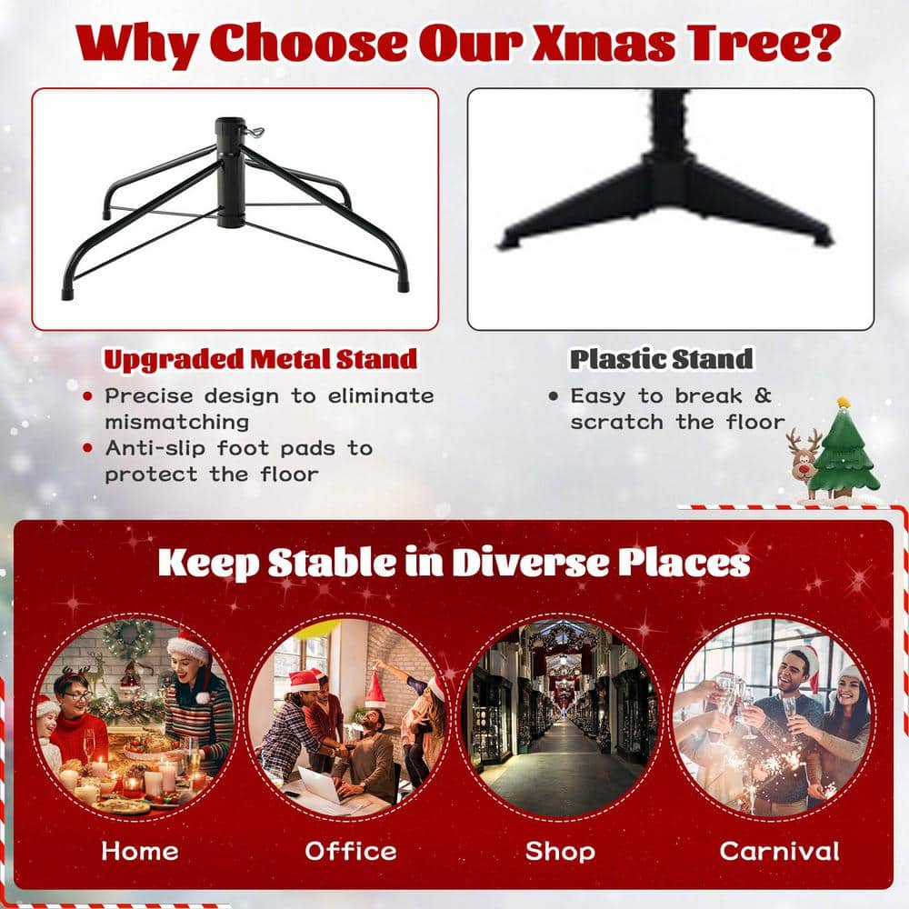 8' Green PVC Spruce Christmas Tree with Warm White LED Lights
