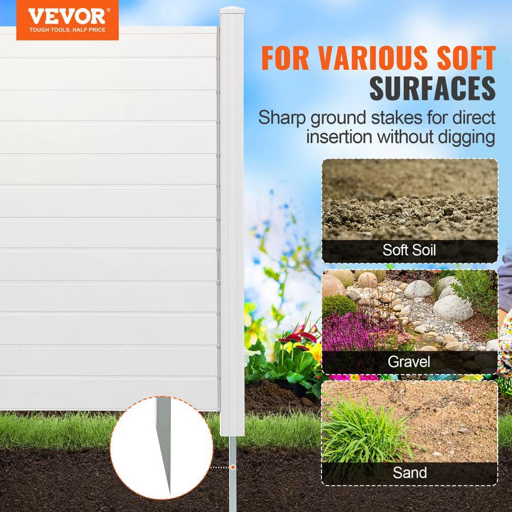 White 50" x 50" Vinyl Outdoor Privacy Screen with Metal Stakes
