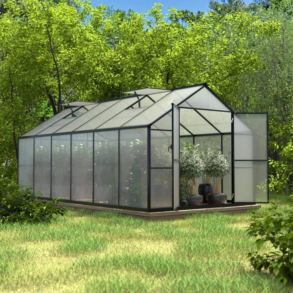 VEIKOUS 8 ft. W x 12 ft. D Polycarbonate Greenhouse for Outdoors