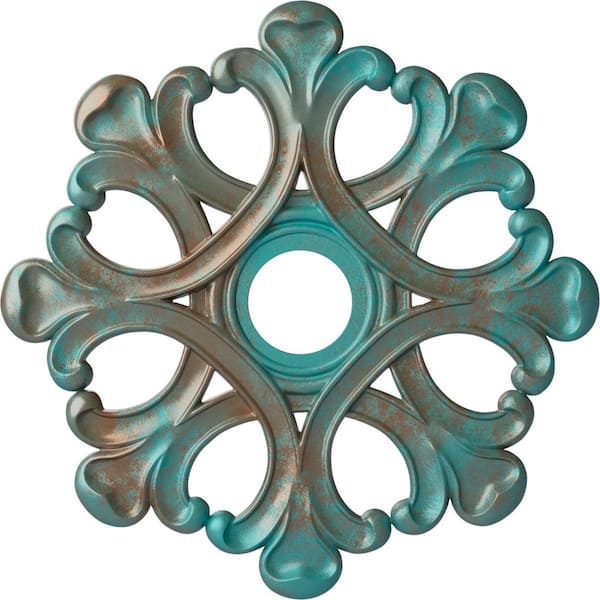 Ekena Millwork 1 in. x 20-7/8 in. x 20-7/8 in. Polyurethane Angel Ceiling Medallion, Copper Green Patina