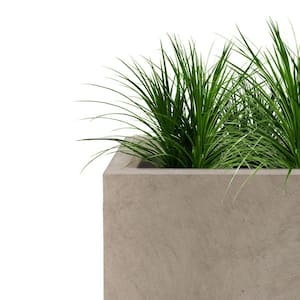 12" W Square Lightweight Weathered Concrete Metal Indoor Outdoor Planter Pot w/Drainage Hole