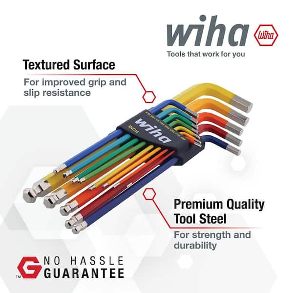 Color-Coded Ball End Hex L Key Set Inch (13-Pieces)