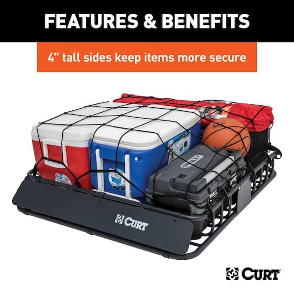 CURT 42 in. x 37 in. Black Steel Roof Rack Cargo Carrier and Cargo ...