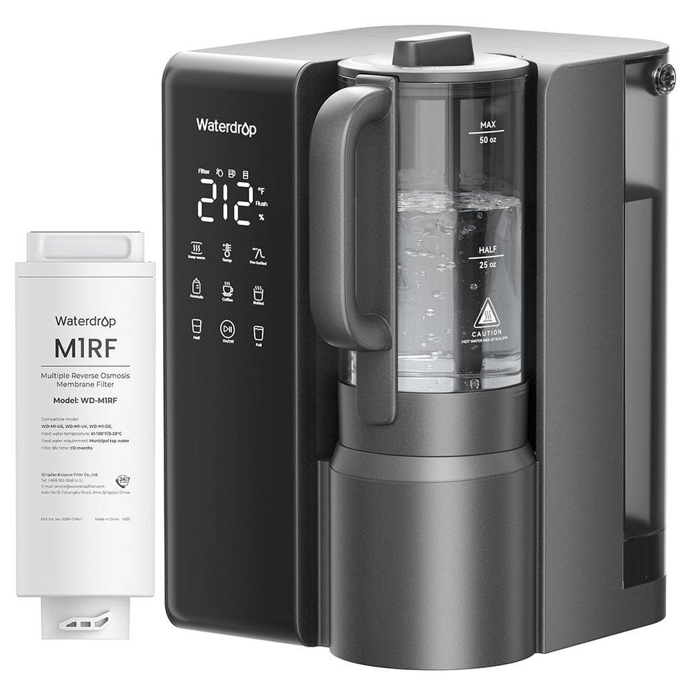 WD-M1 RO Water Filter, Hot Water Countertop RO System, 7 Temperature Options, 6 Stage Purification, 3:1 Pure to Drain