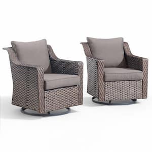 Skinny Guy Series 2-Pack Grey Wicker Outdoor Patio Glider with CushionGuard Gray Cushions