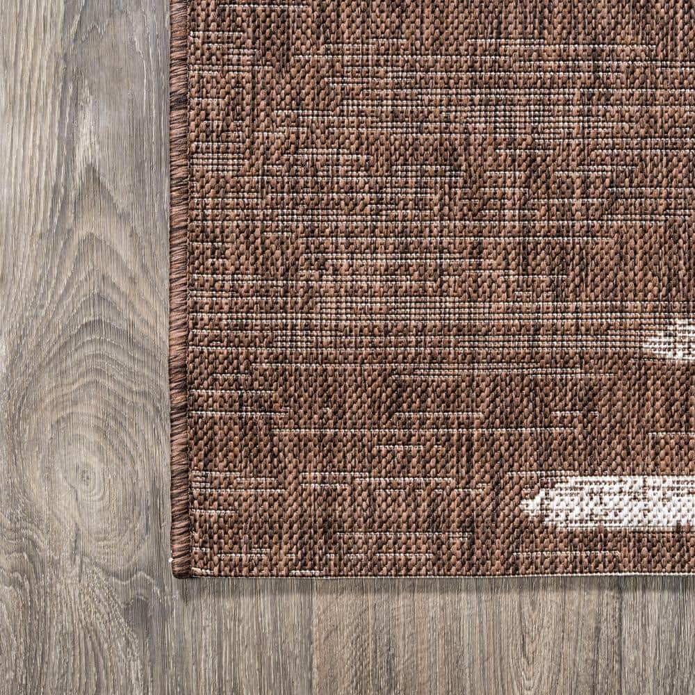Brown and Beige 8' x 10' Synthetic Stripe Area Rug