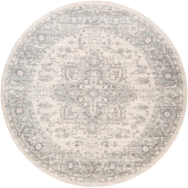 Livabliss Axel Light Gray 7 ft. 10 in. x 7 ft. 10 in. Round Area Rug
