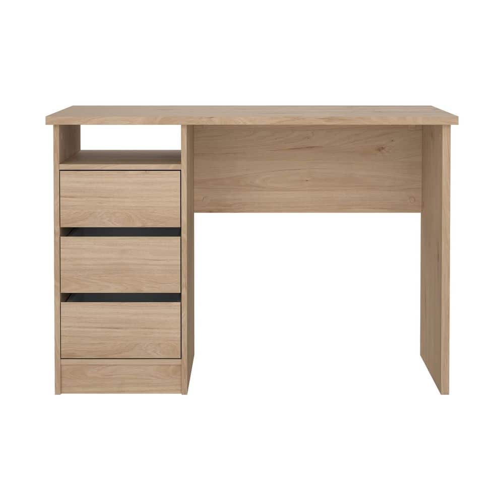 Wes 43 in. Rectangular Jackson Hickory3 Drawers Writing Desk with shelves