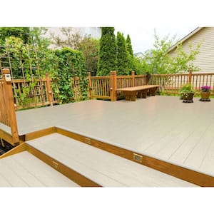 1/2 in. x 5-1/2 in. x 3 in. Rustic Tan PVC Decking Board Cover Sample for Composite and Wood Patio Decks