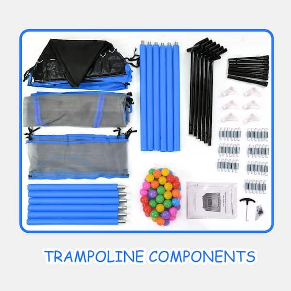 SUNRINX 55 in.Blue Round Mini Toddler Trampoline with Safety