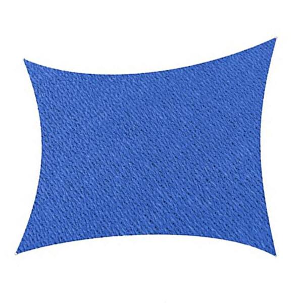 Unbranded 12 ft. x 8 ft. 185 GSM Stain Resistant Blue Rectangle Sun Shade Sail Canopy UV Block for Patio Outdoor Activities