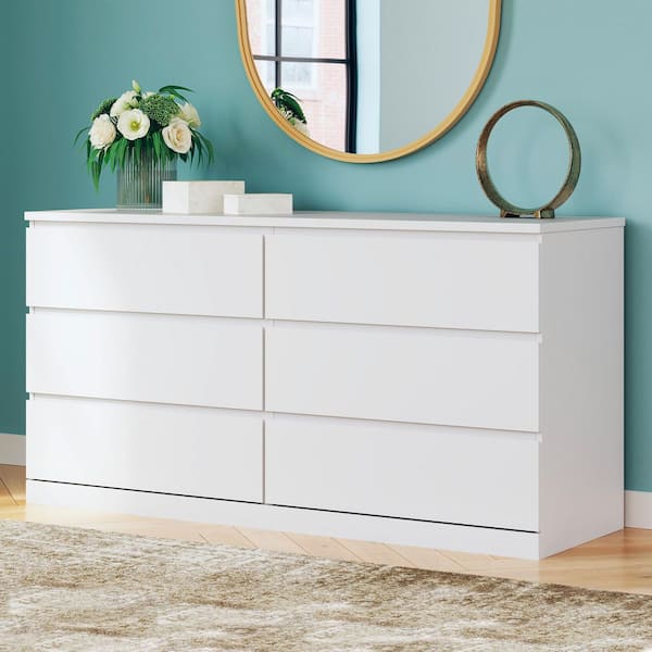 Onita White 6 Drawers 60 in. Dresser