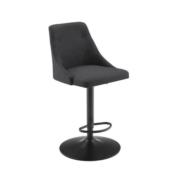 Benjara 33 in. Gray and Black Low Back Metal Frame Bar Stool with Polyester Seat