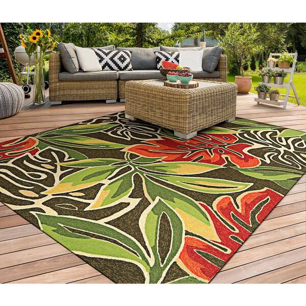 Couristan Ington Areca Palms Brown Forest Green 2 Ft X 4 Indoor Outdoor Area Rug 43610366020040t The