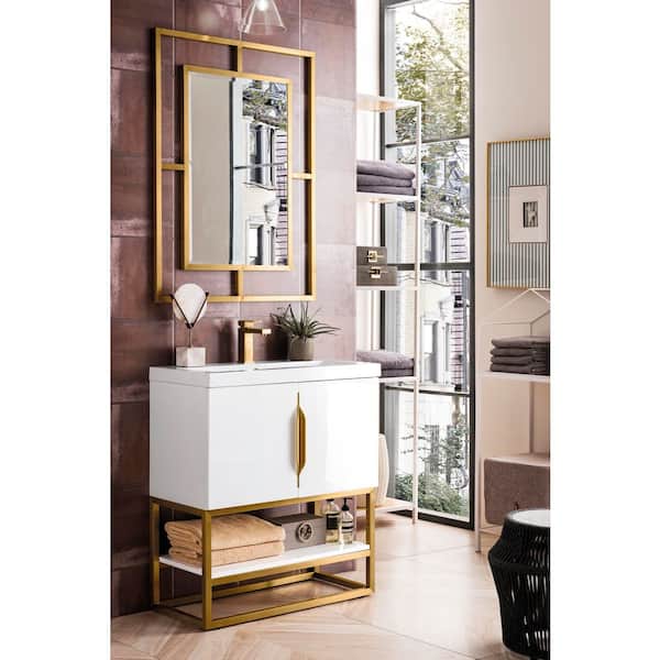 James Martin Vanities Columbia 31.5 in. W. x 15.4 in. D x 33.4 in. H Single Bath Vanity Cabinet Without Top in Glossy White