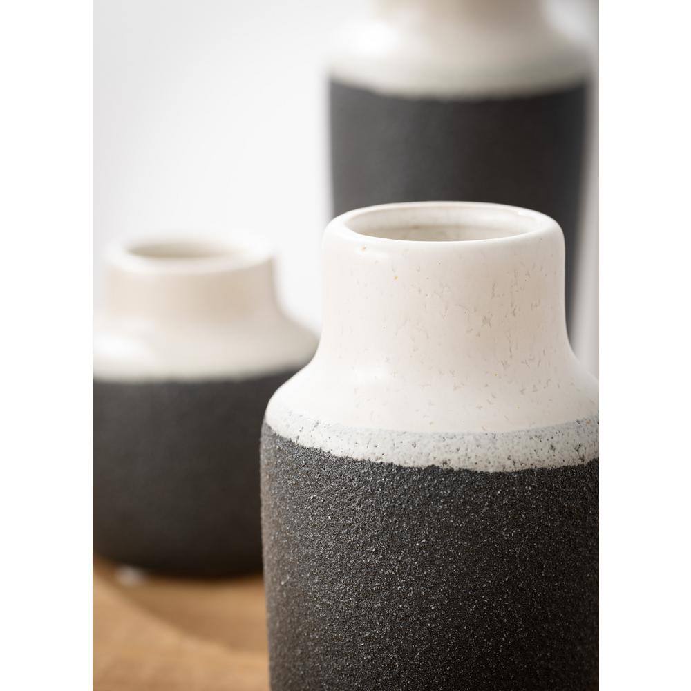Trio of Timeless Ceramic Vases in White and Black
