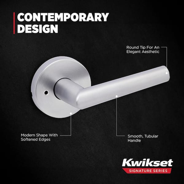 Kwikset Milan Satin Chrome Round Bed/Bath Reversible Door Handle