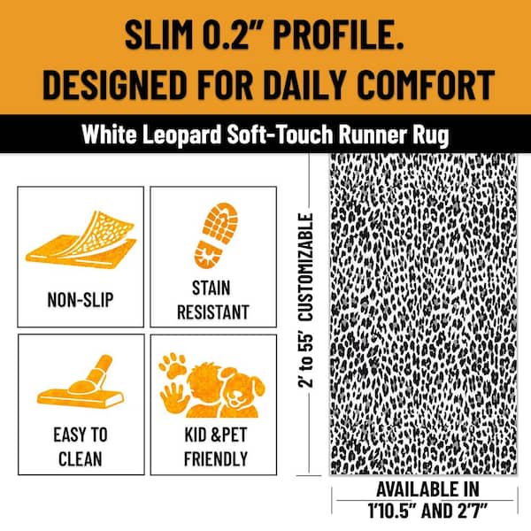 Hallway Runner Rug 3 ft. x 11 ft.-Soft Non-Slip Runner for Kitchen, Entryway and Stairs, Snow Leopard