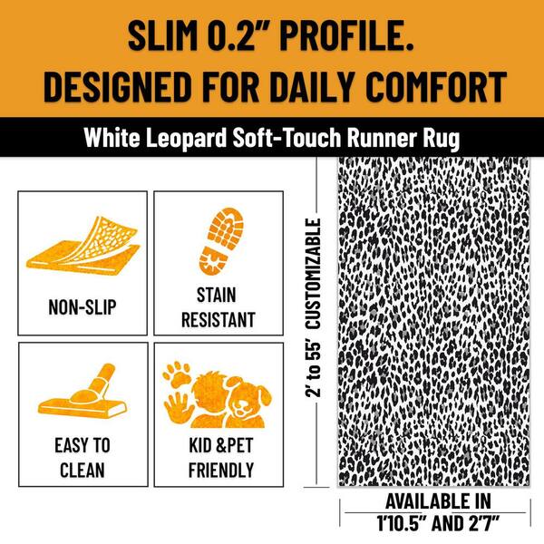 Runner Rug By The Foot 3 ft. x 43 ft. - Soft Area Runner for Hallways, Entryway and Stairs, Snow Leopard