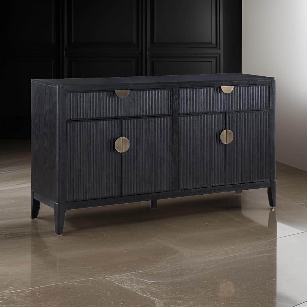 Black and Gold Wood 64.25 in. Buffet with 2 Cabinets and 2 Drawers price history on PriceWatchPro