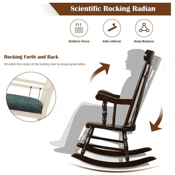 FORCLOVER Coffee Solid Wood High-Back Porch Glossy Indoor and