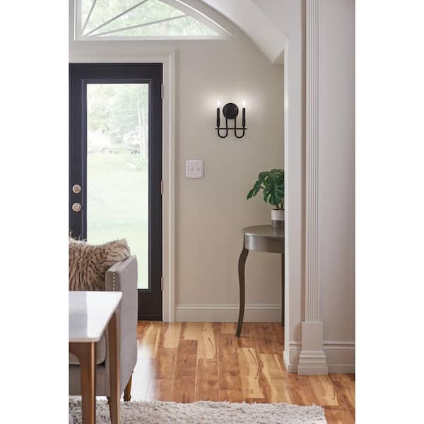 KICHLER Capitol Hill 2-Light Black Bathroom Indoor Wall Sconce Light