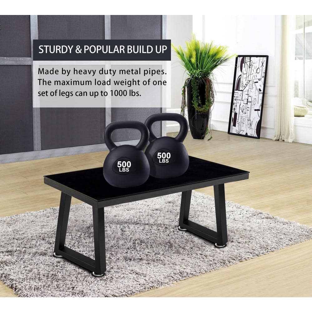 16 Inch Black Metal Trapezoid Coffee Table Legs Set