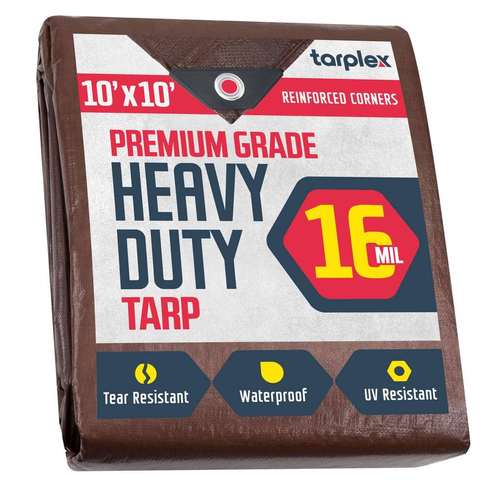 Tarplex 10 ft. x 10 ft. Super Heavy-Duty Brown 16 mil Poly Tarp, Waterproof