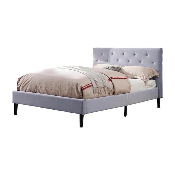 Furniture of America Jukes Light Gray Twin Flannelette Upholstered Bed
