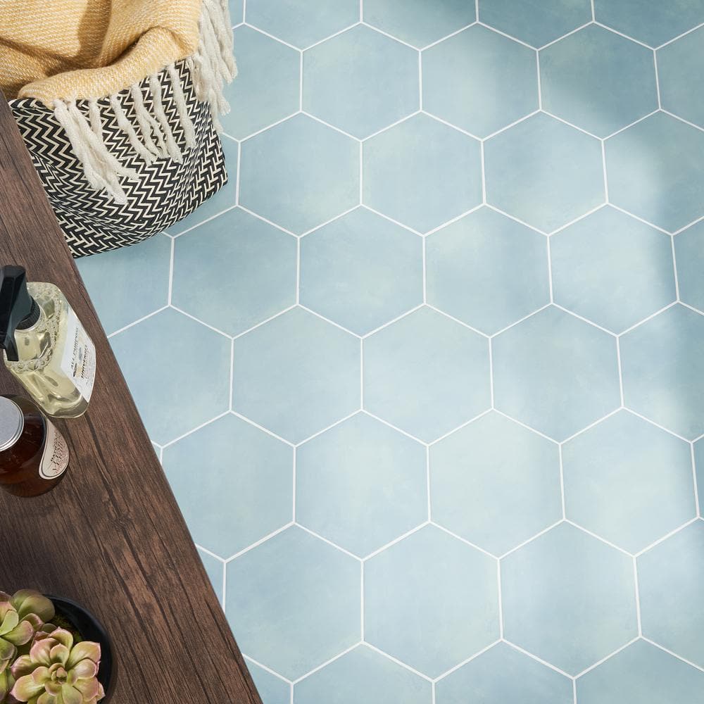 Turquoise Hexagonal Matte Porcelain Floor and Wall Tile
