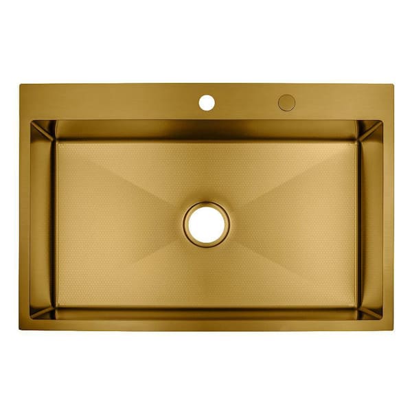s*t様 eskuche33 ゴールド S STRICTLY KITCHEN + BATH 33 in. Drop-In/Undermount Single Bowl 18